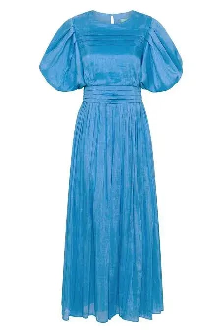 Aje Sylvia Pintuck Midi Dress Azure Blue Size 8 photo 6
