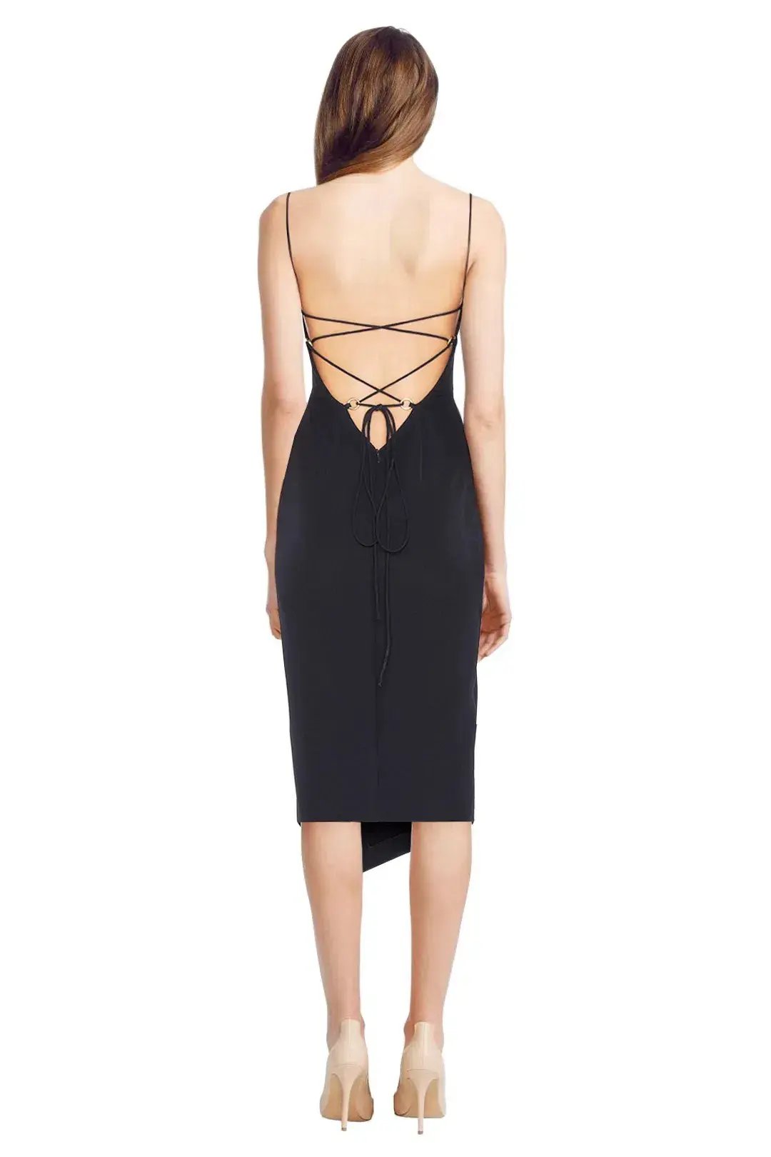 Shona Joy Crete Lace-Up Midi Dress Navy Size 8 photo 3