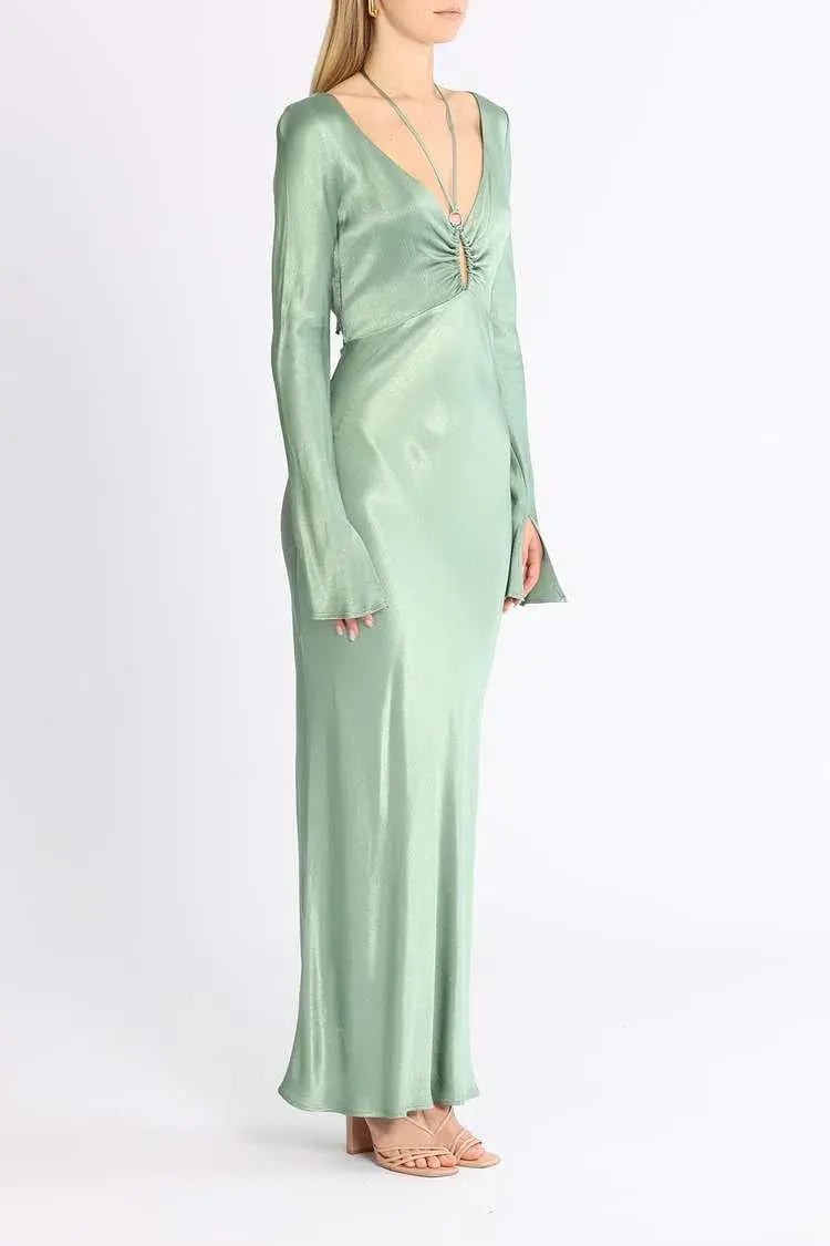 Bec and Bridge Malyka Long Sleeve Maxi Dress Green Size 12 photo 2