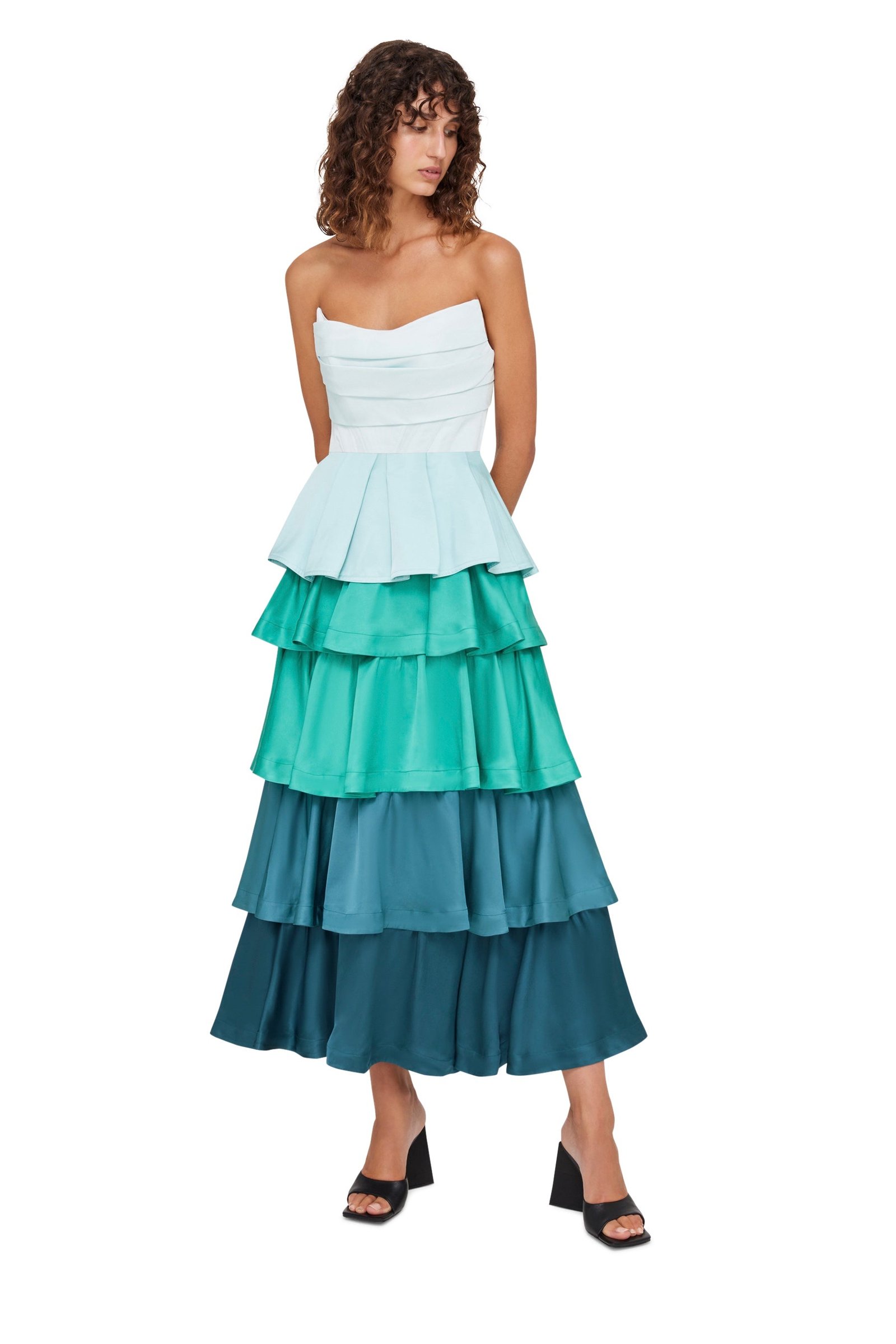 LEO LIN JADE BUSTIER TOP - GREEN/BLUE photo 3