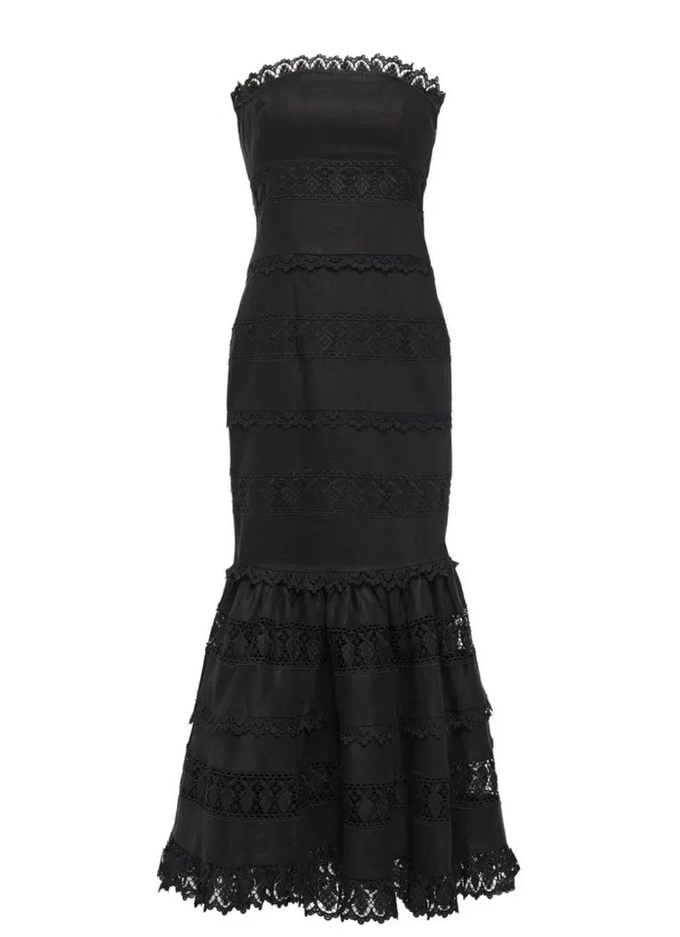 Zimmermann Strapless Linen and Guipure Lace Maxi Dress Black Size 0 / AU 8 photo 3