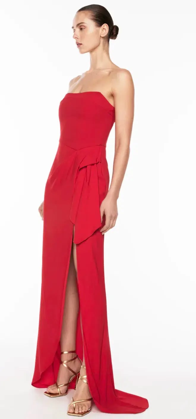Manning Cartell Asymmetrical Games Strapless Gown Red Size 8 photo 3