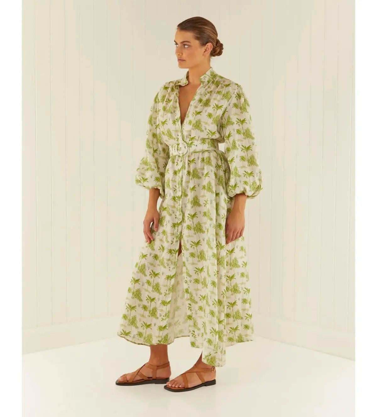Palm Noosa Noddy Belted Shirt Dress in Green Palms Size 10 photo 2