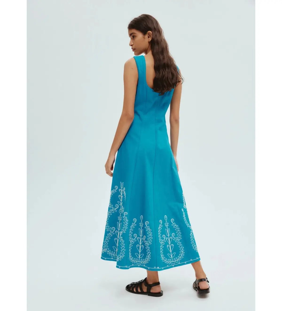 Alemais Donovan Corded Midi Dress Blue Print Size AU 16 photo 3