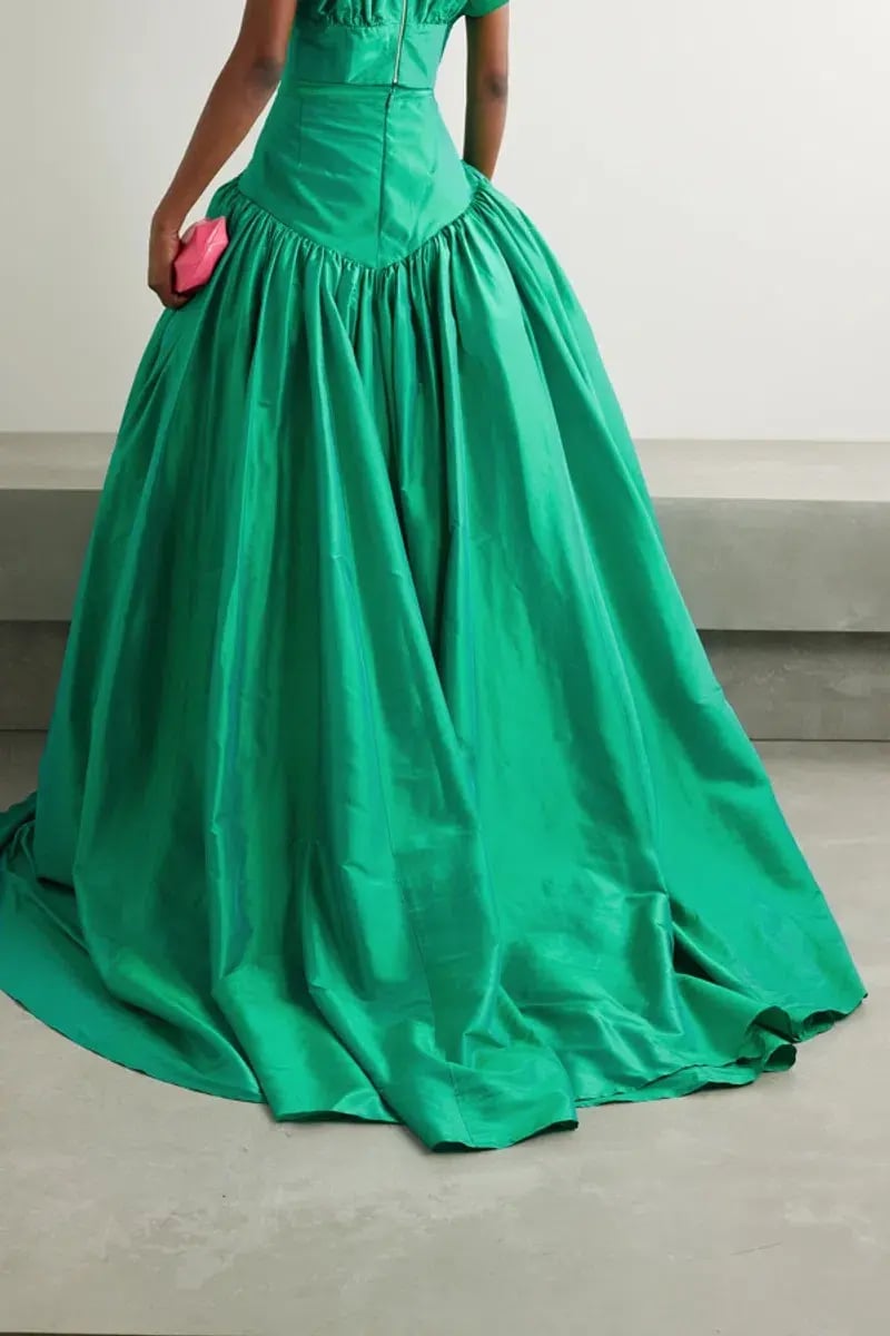Christopher John Rogers Silk Taffeta Maxi Skirt Green Size 8 photo 2