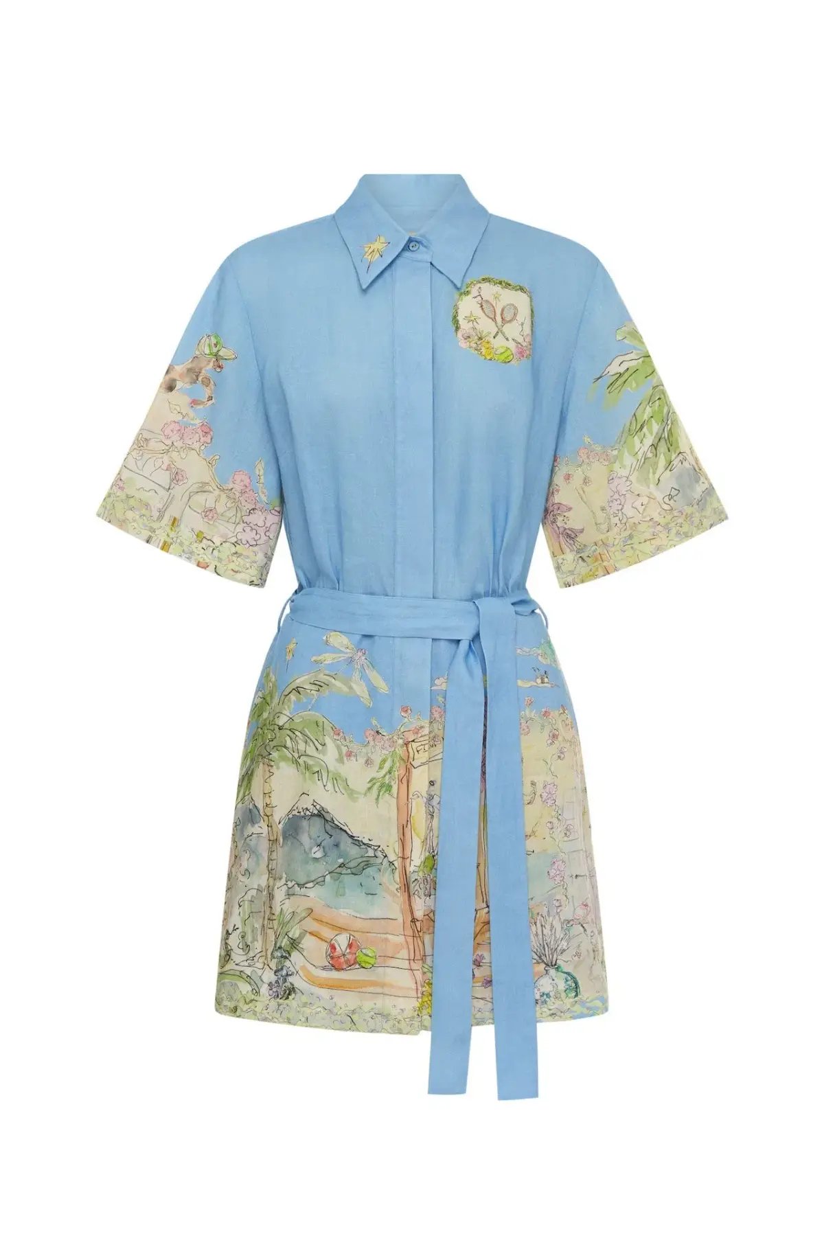 Alemais Anouk Mini Dress Blue Print Size AU 12 photo 3