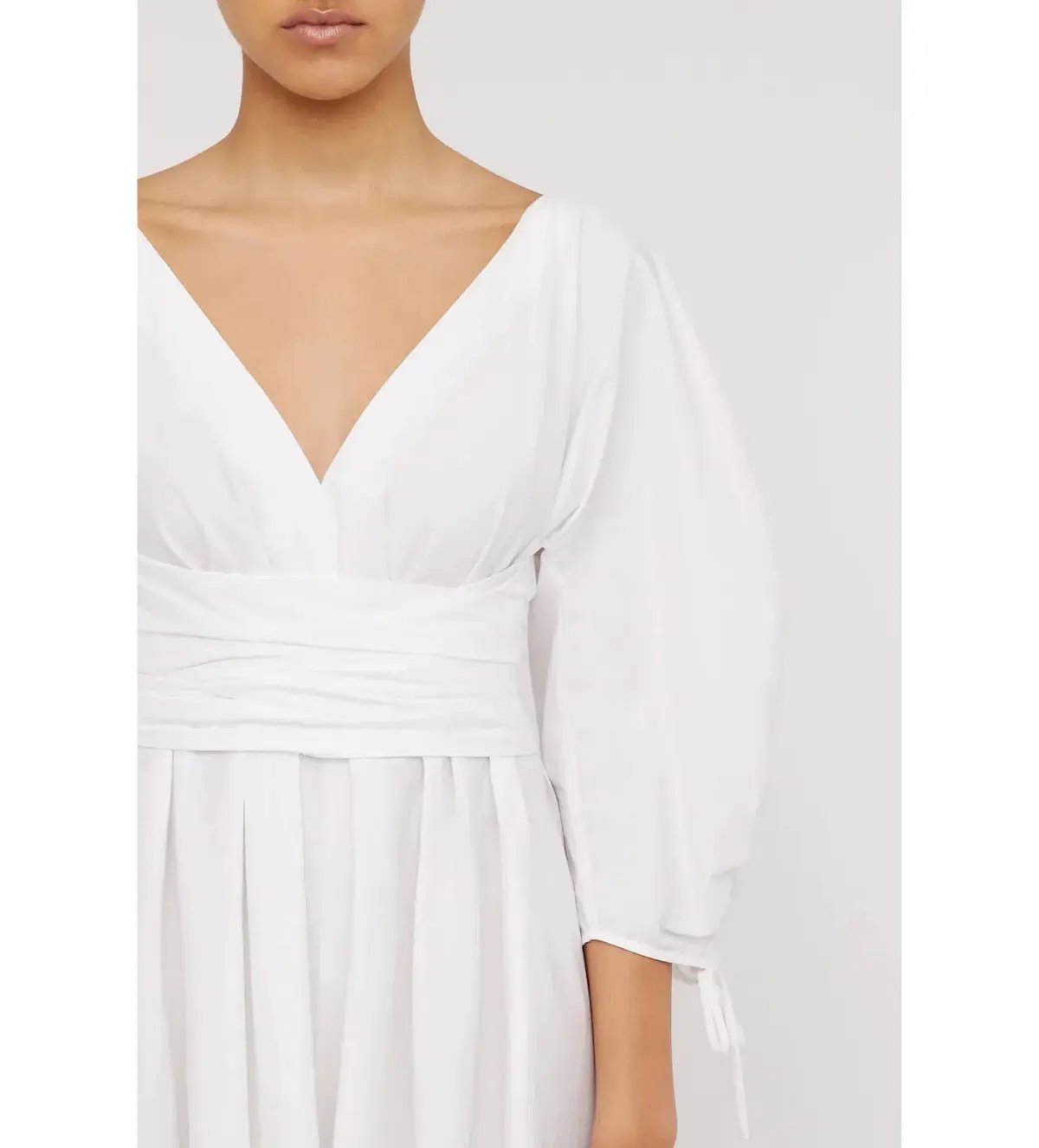NEW Scanlan Theodore Parachute Sleeve Wrap Mini Dress in White Size XS / AU 6 photo 4