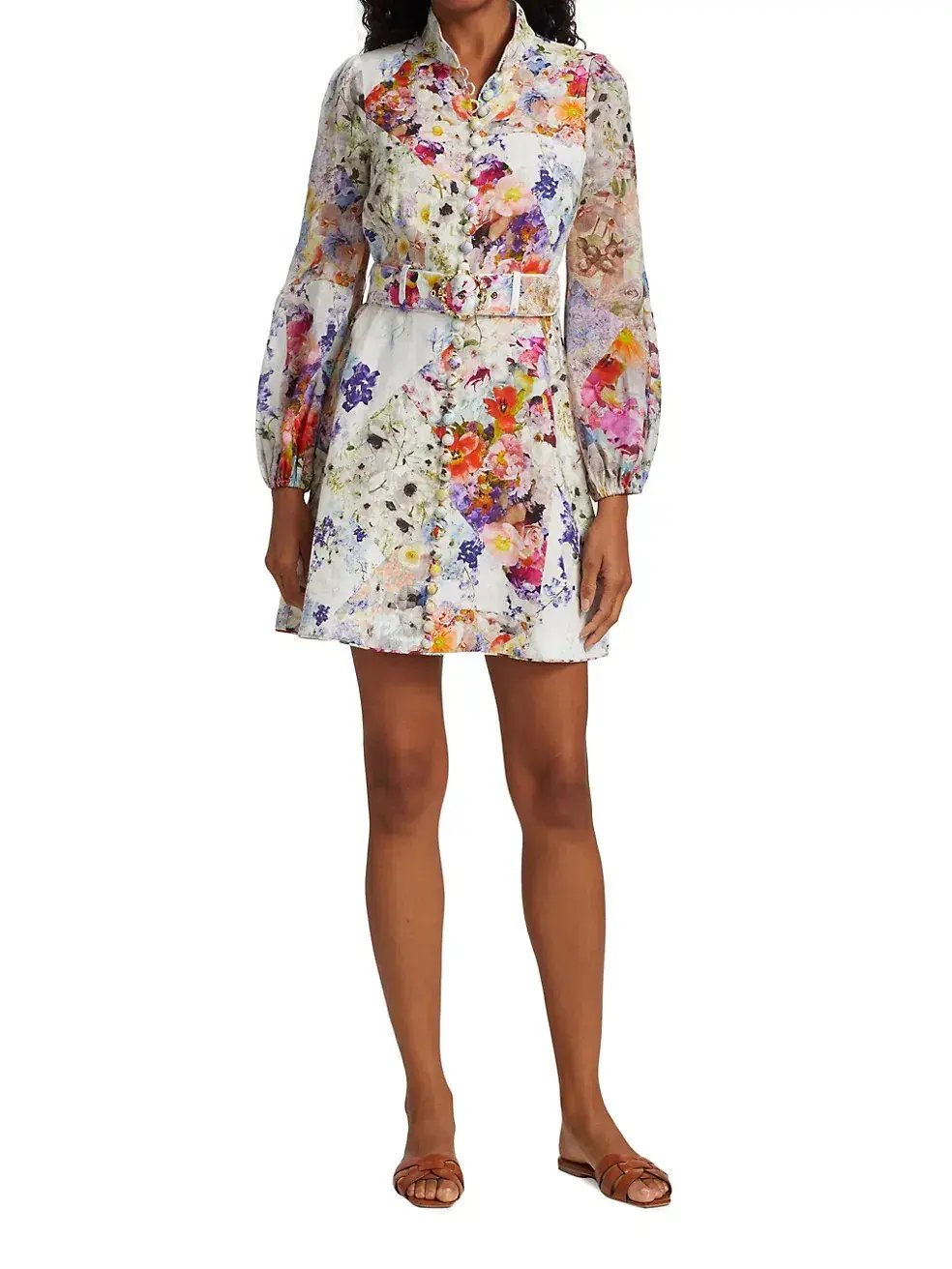 Zimmermann Prima Belted Mini Dress Patchwork Floral Size 1 / AU 10 photo 2