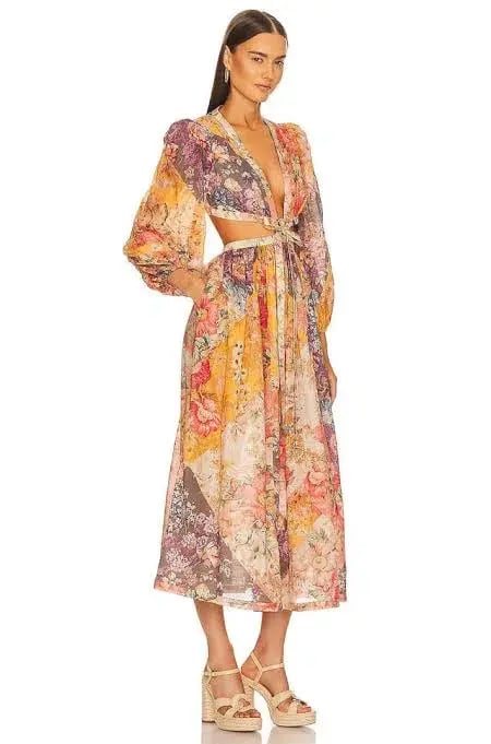 Zimmermann Pattie Patchwork Long Dress Patch Floral Size 0 / AU 8 photo 2