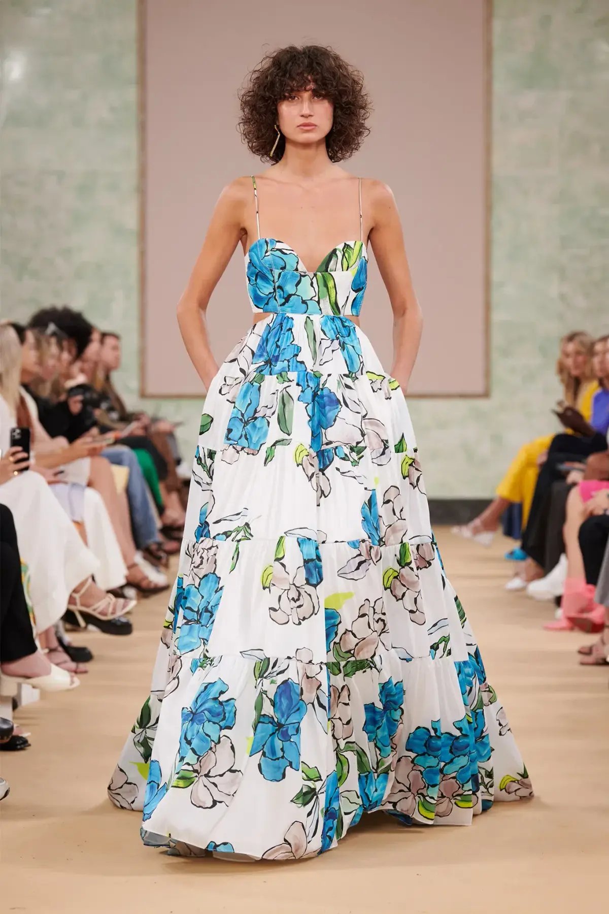 Aje Botanical Tiered Maxi Dress Cool Camelia Blue White Floral Size AU 10 photo 4
