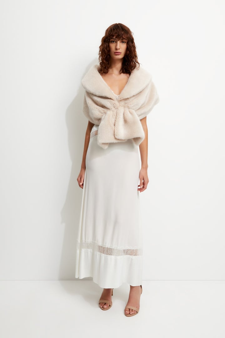 UNREAL FUR Champagne Wrap Fur Stole (Nude Pink) photo 8
