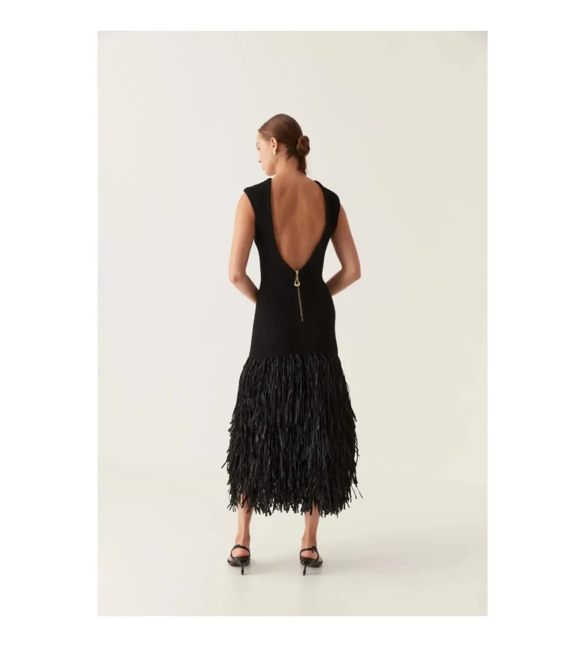 Aje Raffia Rushes Knit Midi Dress in Black Size XS/AU 6 photo 3