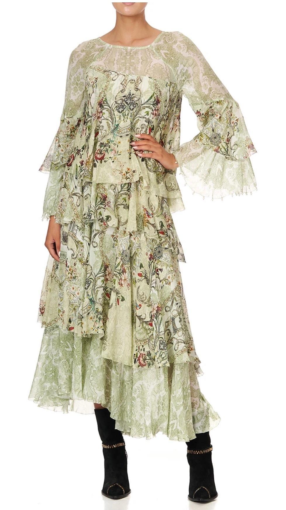 Camilla Brick Lane Beauty Asymmetrical Ruffle Dress Print Size 14 photo 2