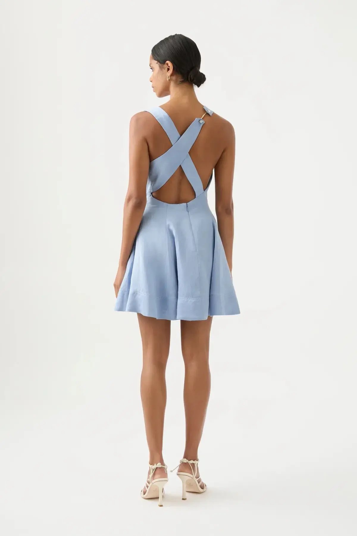 AJE Liberty Asymmetric Mini Dress Steel Blue Size 10 photo 2