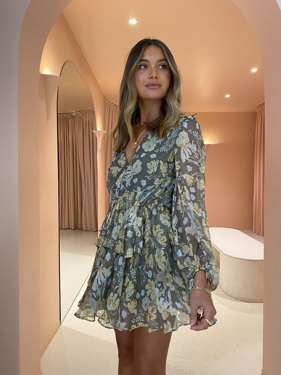 Shona Joy Jolie Balloon Sleeve Mini Dress Floral Size 10 photo 2