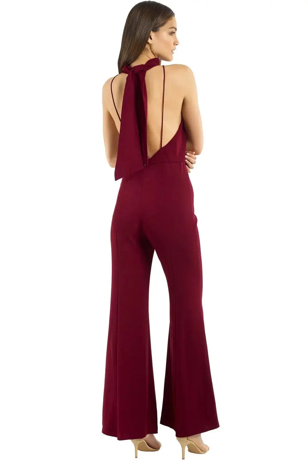 Nicholas Crepe Sleeveless Jumpsuit Burgundy Size 10 photo 3