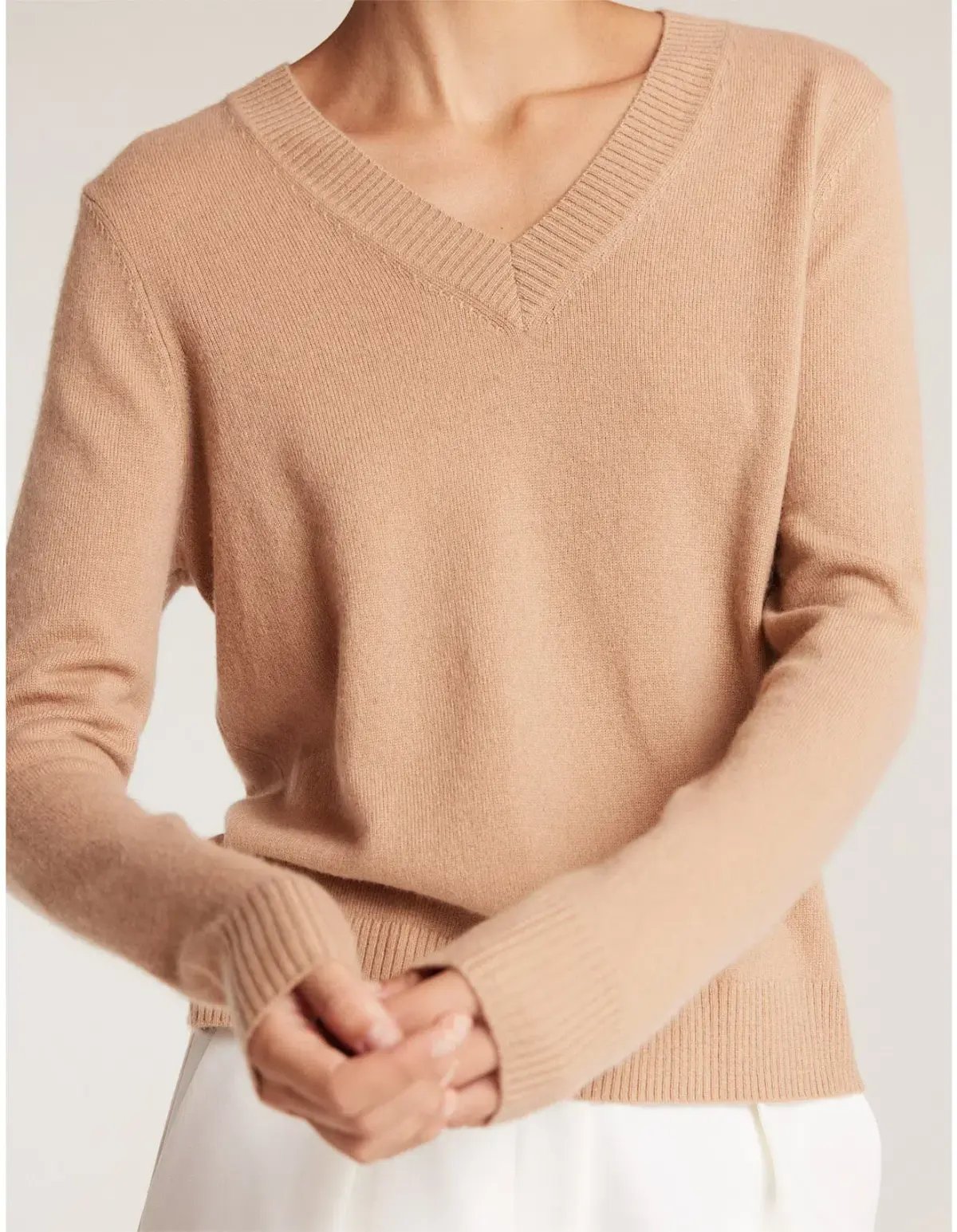Perri Cutten Cashwool V Neck Jumper Chestnut Size 16/L photo 6