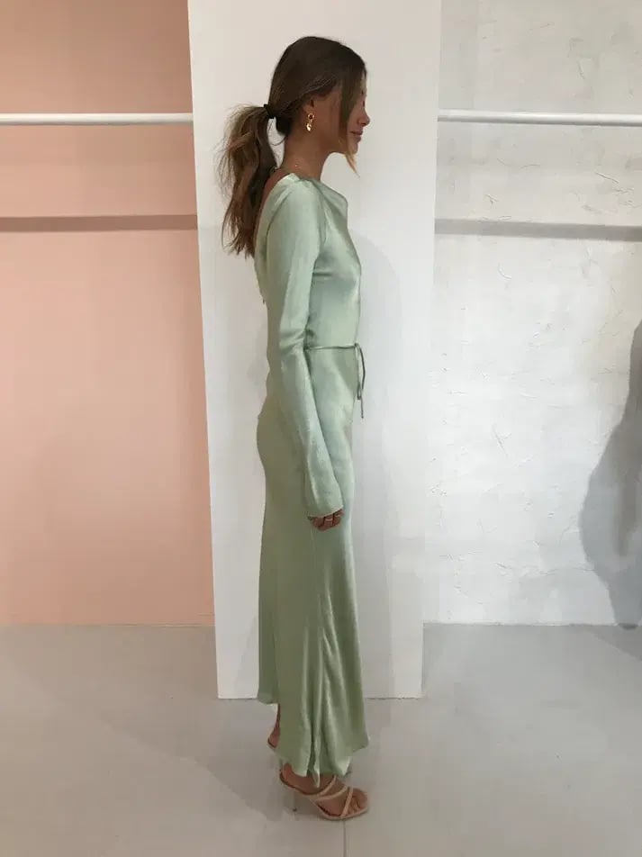 Bec & Bridge Crest Long-Sleeve Midi Dress - Peppermint Green - Size 10 photo 3
