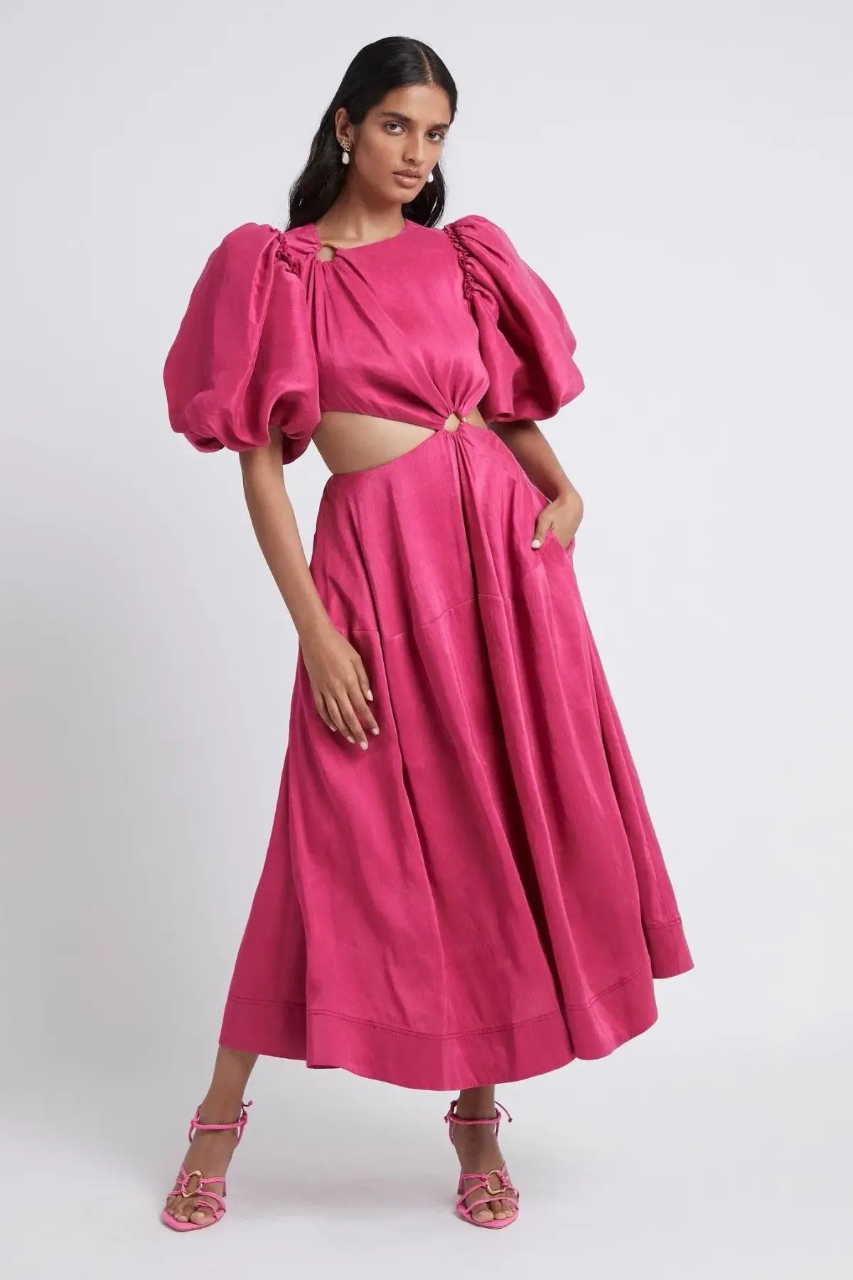 Aje Vanades Cut Out Ring Midi Dress Pink Size 14 photo 2