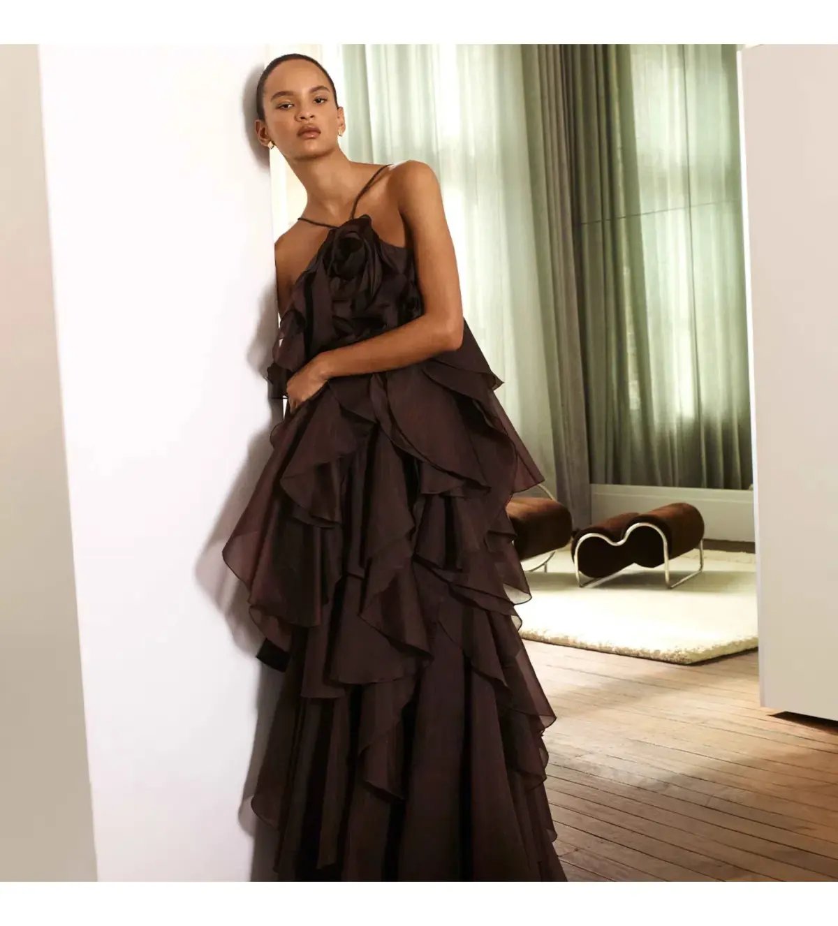 Aje Pandorea Layered Maxi Dress Carob Size 14 photo 2