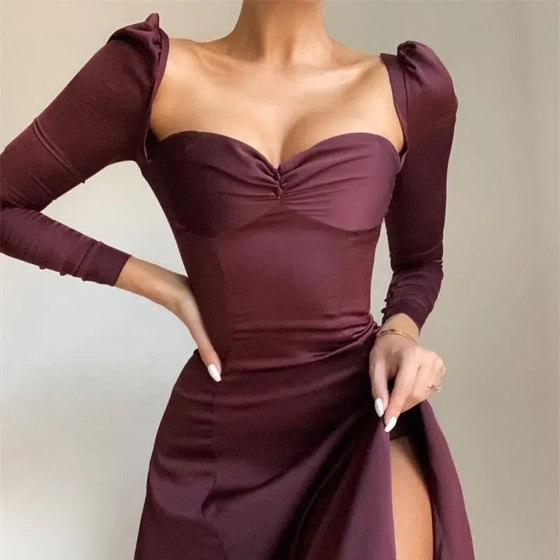 House of CB Arlinda Long Sleeve Midi Dress Brown Size 10 photo 4