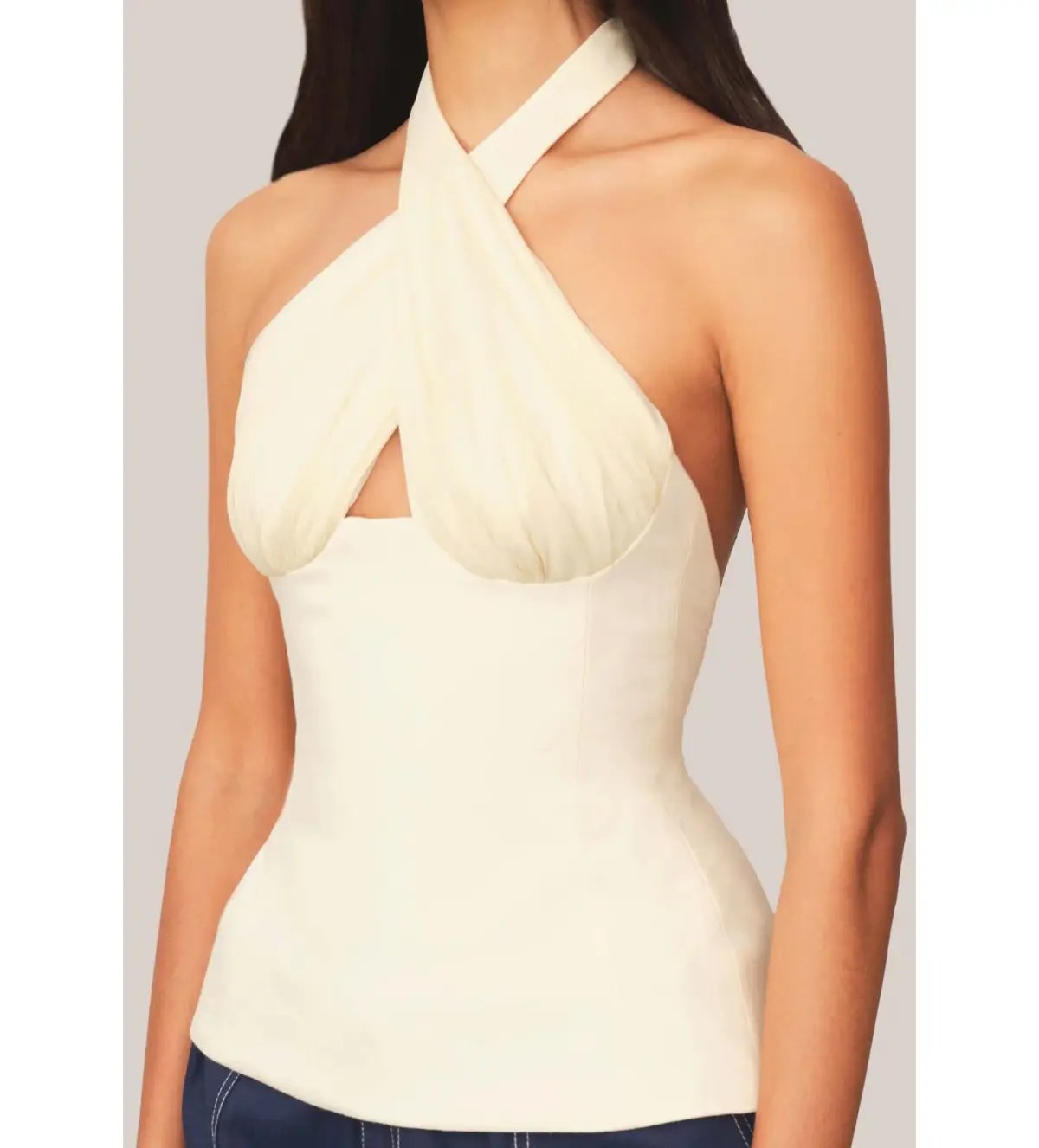 Tae Park Sculpted Halter Top Ivory Size S AU 8 photo 5
