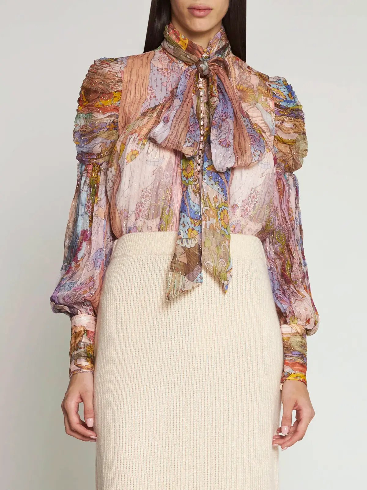 Zimmermann Kaleidoscope Lurex Blouse Print Size 3/Au 14 photo 2