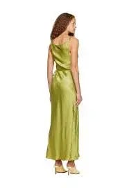 ACNE Studios -  hammered-satin midi wrap dress - chartreuse photo 3