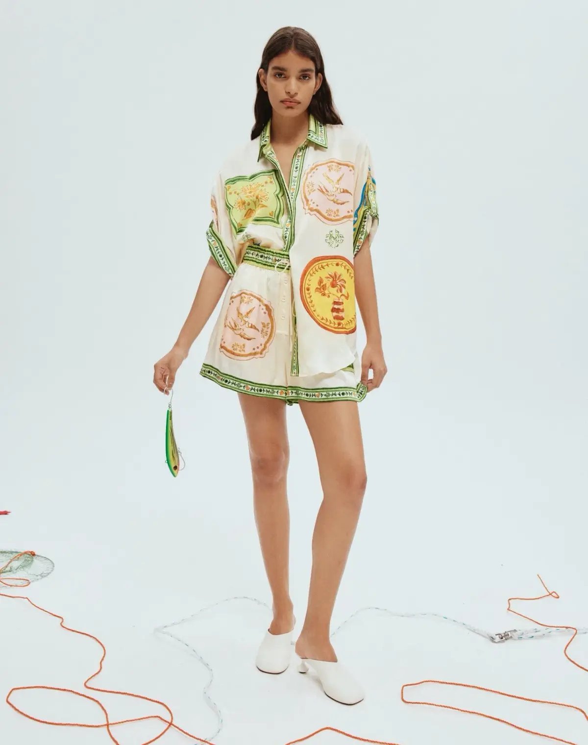 Alemais Porcelain Silk Shirt Size 6 and Shorts Size 4 Set Multi photo 2