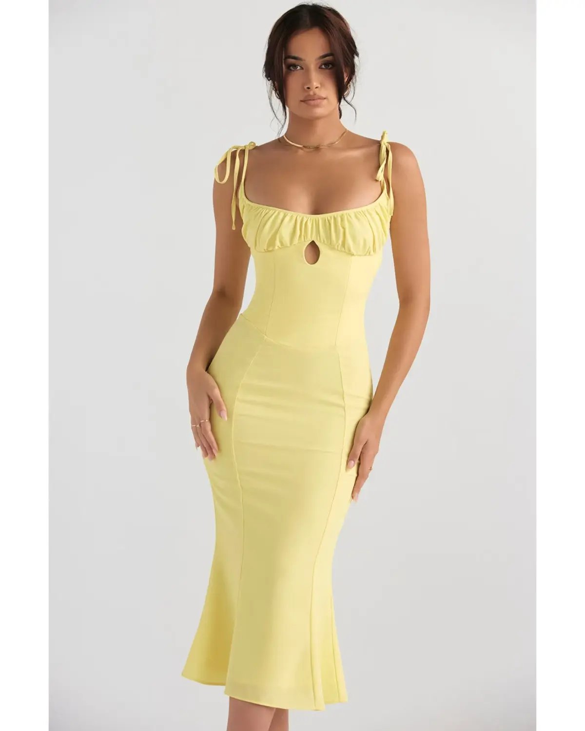 House Of CB Soren Cut Out Midi Dress Buttercup Size AU 8 photo 2