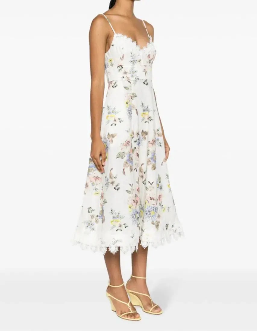 Zimmermann Appliqué Picnic Dress Blue Floral Size 1/Au 10 photo 3