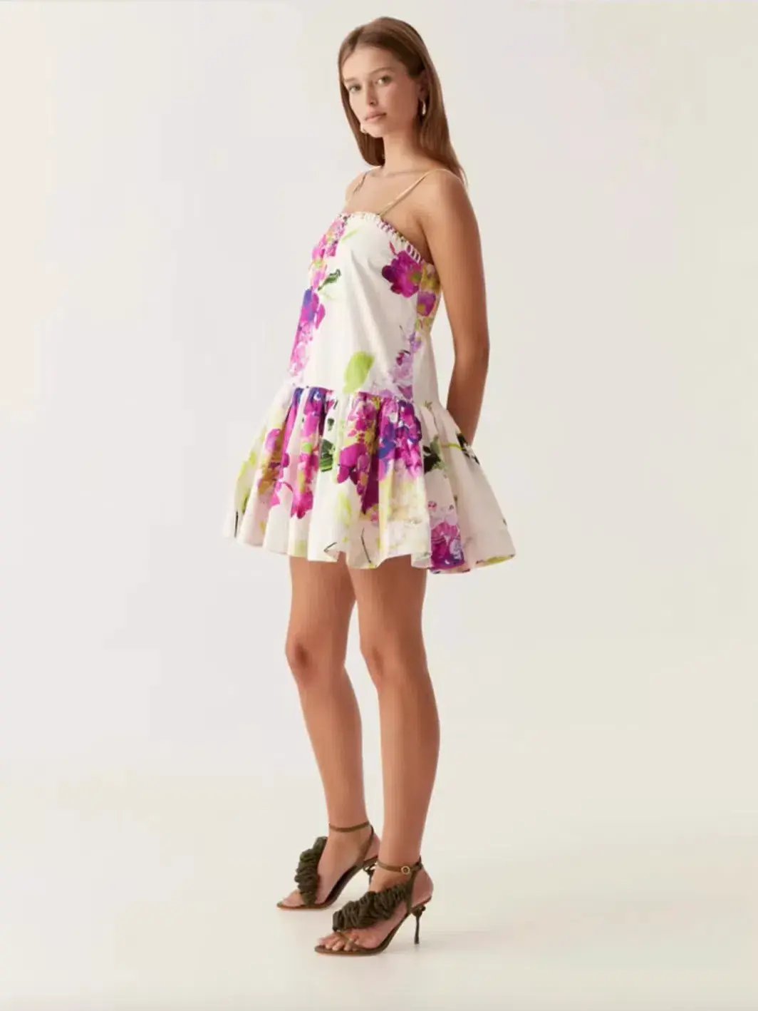 Aje Willow Sweetheart Mini Dress Floral Wild Hydrangea Size 8 photo 3