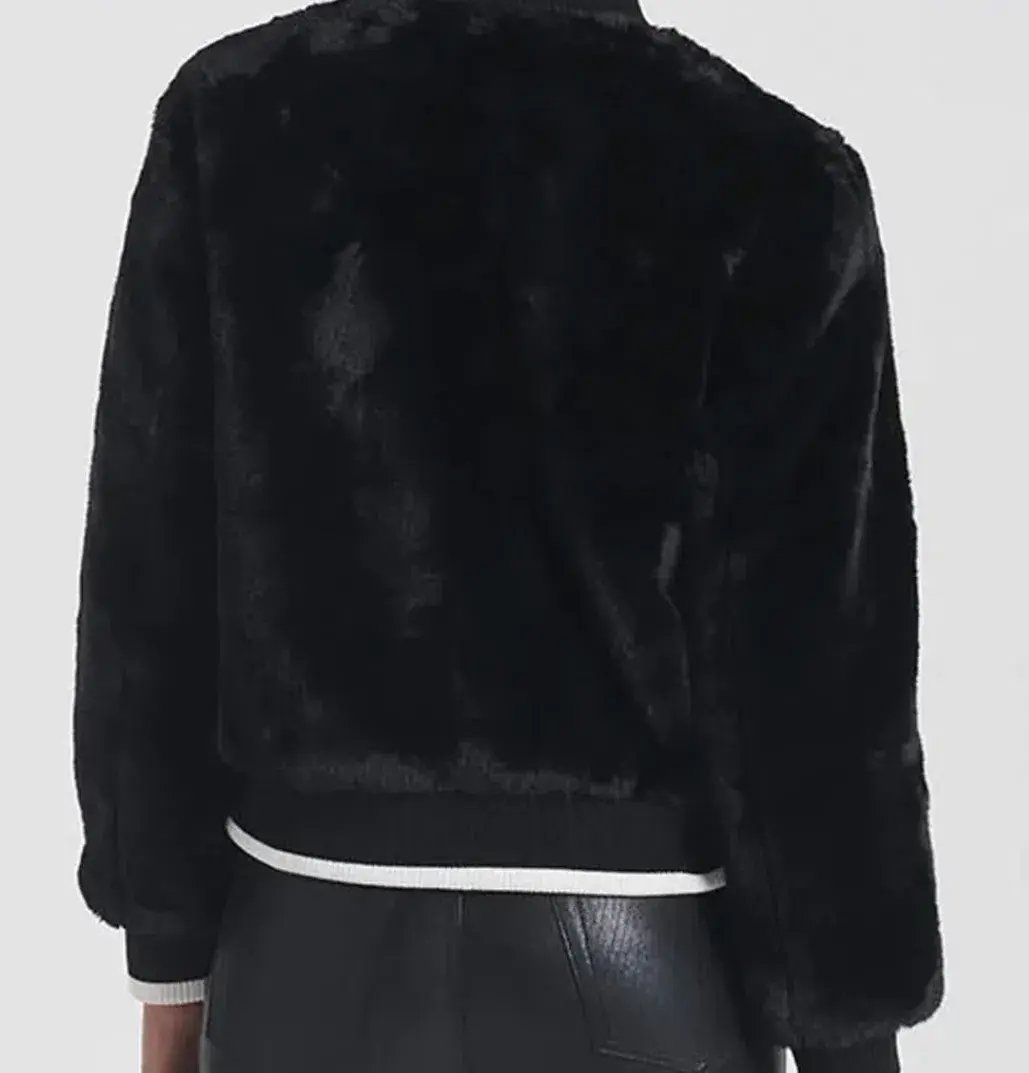 Ena Pelly Essential Faux Fur Bomber Jacket in Black Size AU 12 photo 4