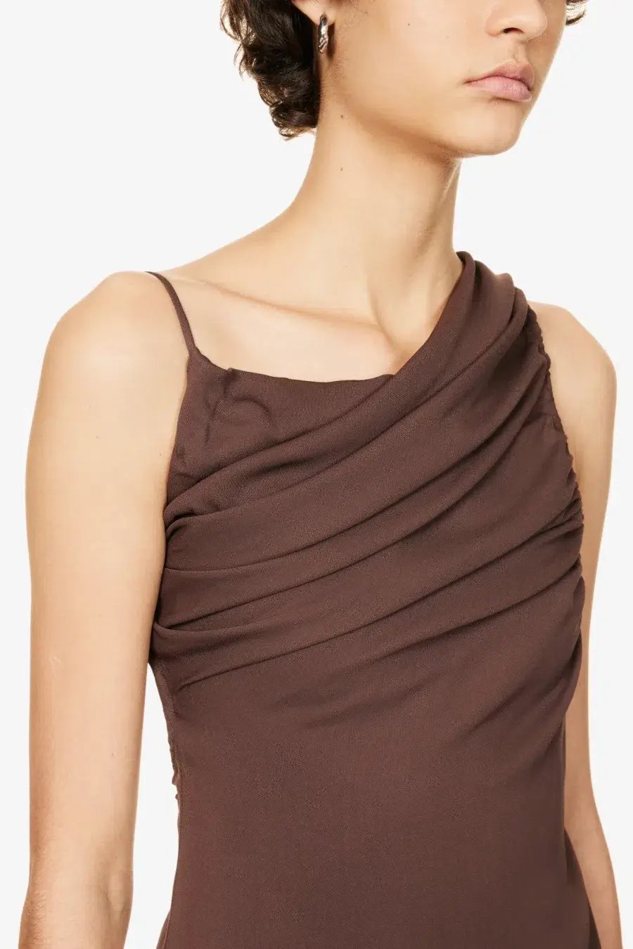 Christopher Esber Cowl Drape Dress Chocolate Size 14 AU photo 4