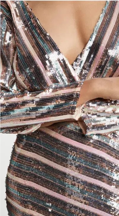Rixo London Tyra Striped Sequined Crepe Midi Dress in Multi Size AU M photo 4