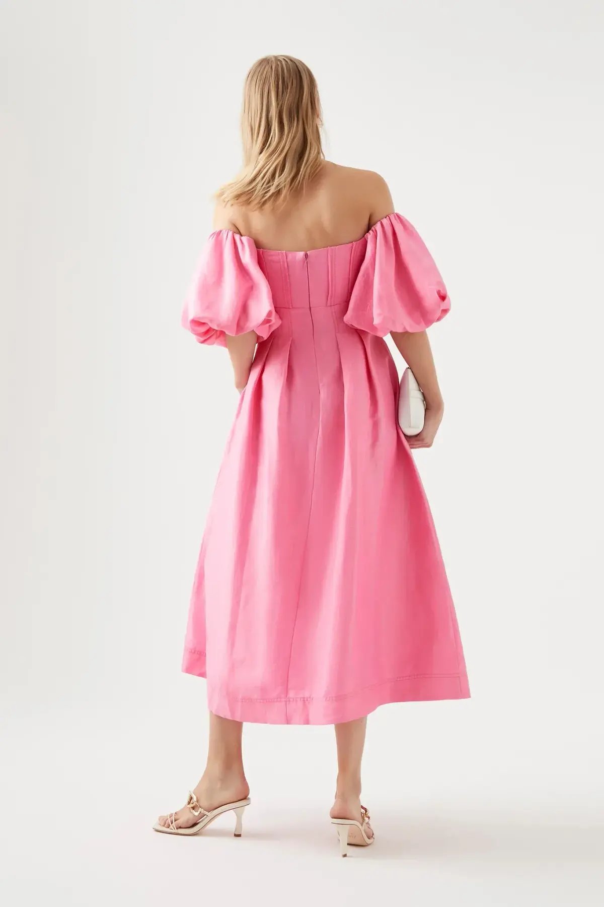 Aje Eugenie Off Shoulder Midi Dress Pink Size 10 photo 2