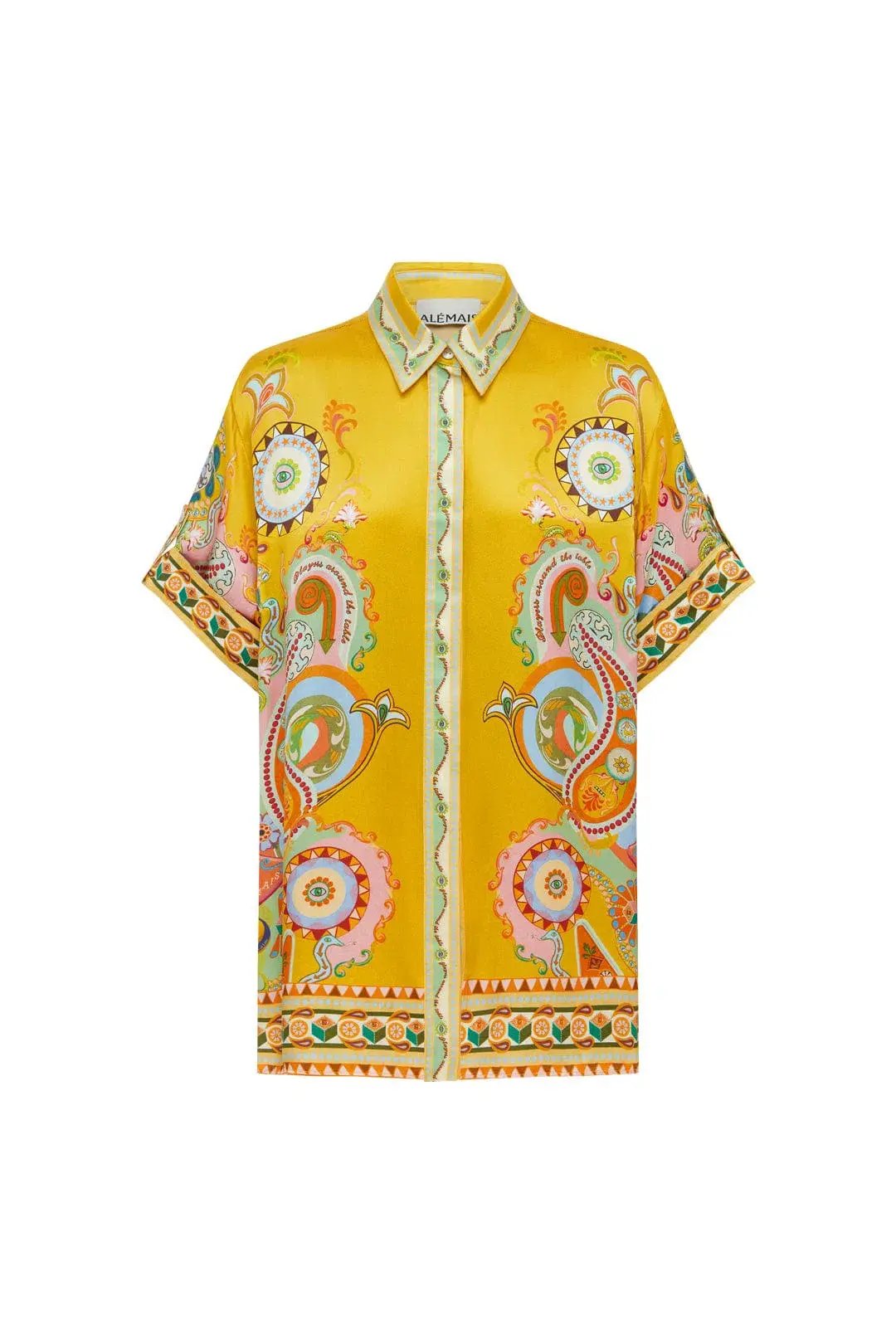 Alemais Pinball Silk Shirt and Pants Yellow Multi Size AU 16 photo 3