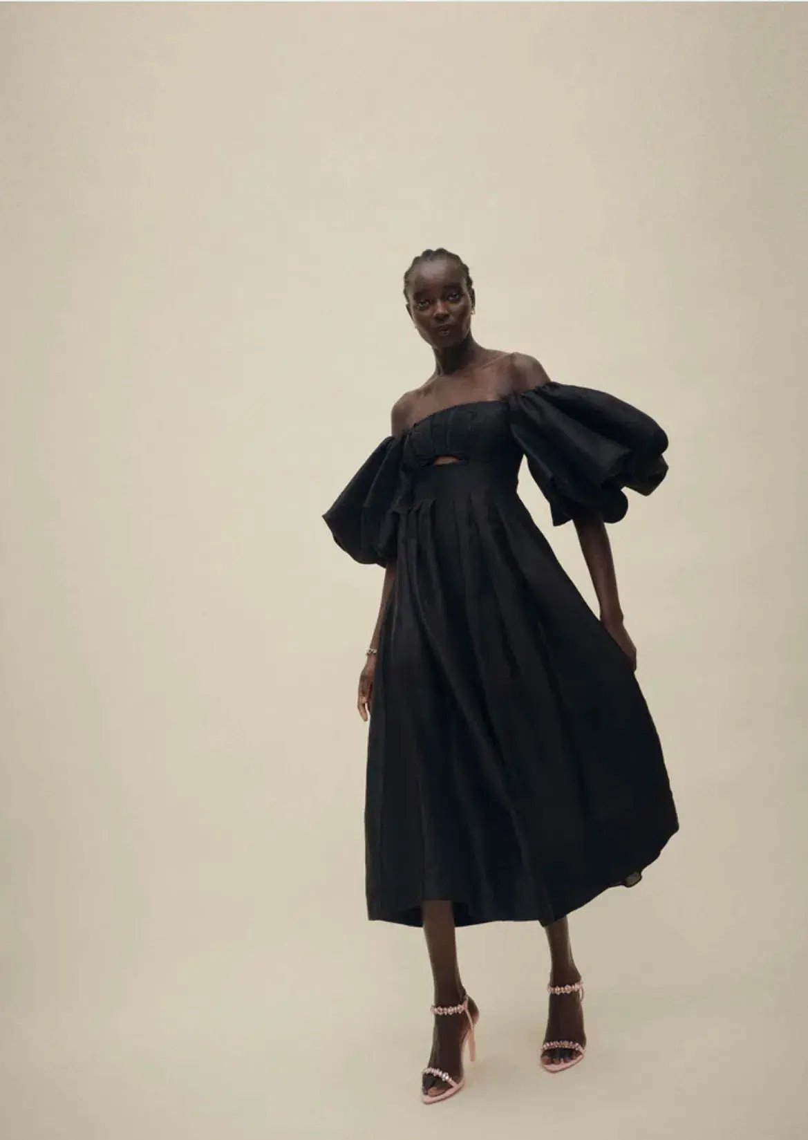Aje Eugenie Off Shoulder Midi Dress Black Size AU 8 photo 4