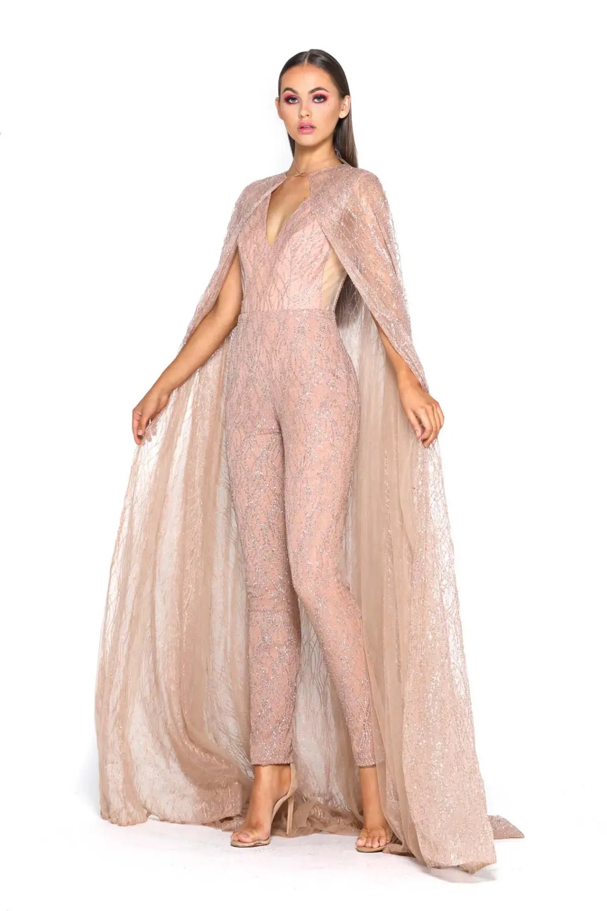 Portia and Scarlett Savanah Rose Gold Jumpsuit Size S photo 6