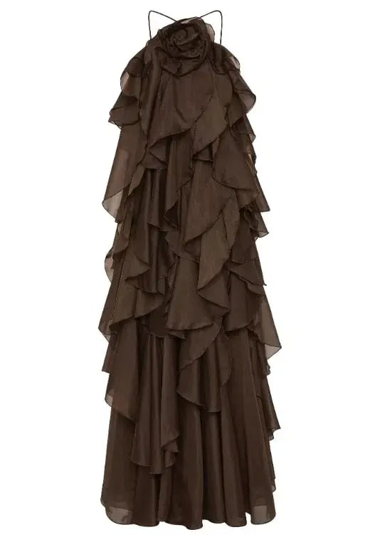 Aje Pandorea Layered Maxi Dress Carob Size AU 6 photo 2