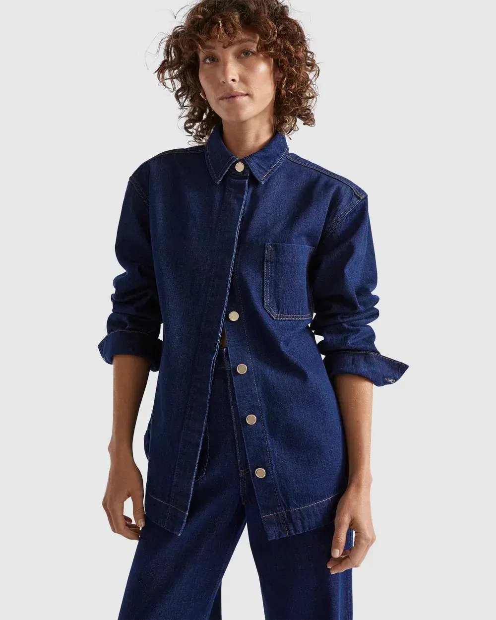 Seed Heritage Denim Classic Shirt Size 6 & Pocket High Waisted Jeans Size 10 Set Neptune Wash photo 2
