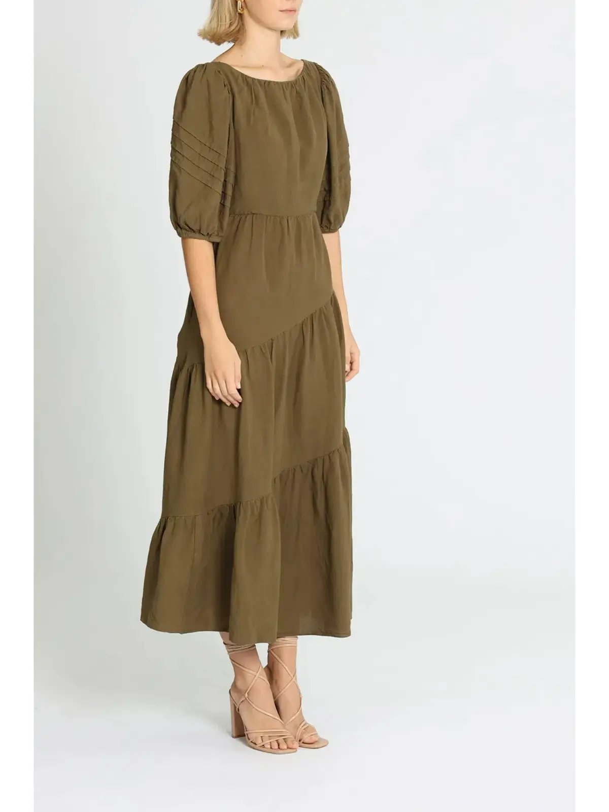 Shona Joy Juliana Midi Dress in Khaki Size AU 8 photo 2