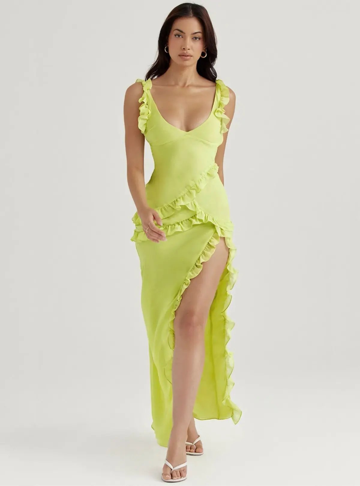 House of CB Pixie Ruffle Maxi Dress Lime Size S / AU 8 photo 5