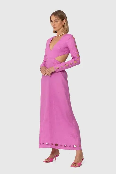 The Wolf Gang La Joya Cut Out Maxi Dress Pink Size M / AU 10 photo 2
