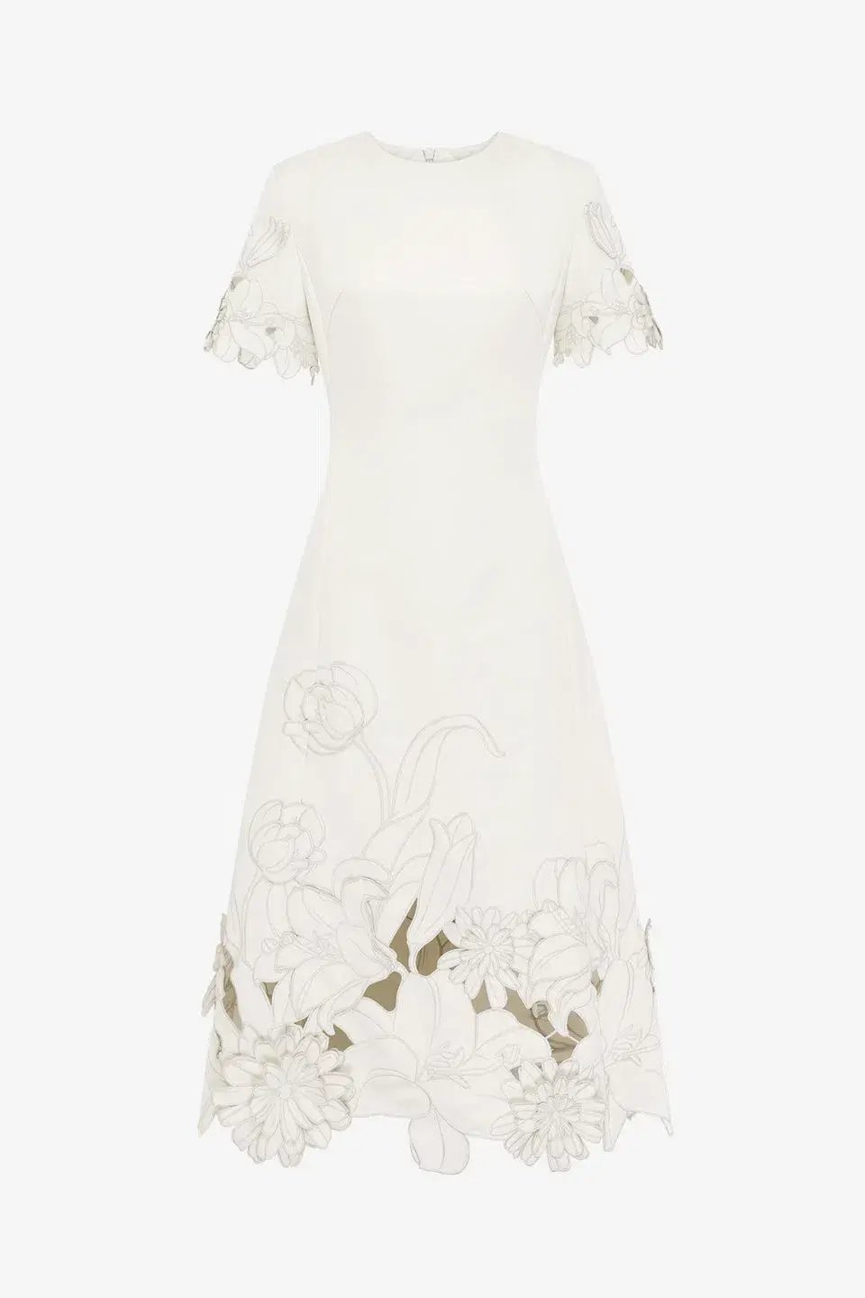 Leo Lin Caroline Applique Short Sleeve Midi Dress Ivory Size 10 photo 5