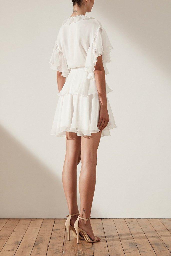 Shona Joy Ambra Ruffle Drawstring Mini Dress White Size 6 photo 4
