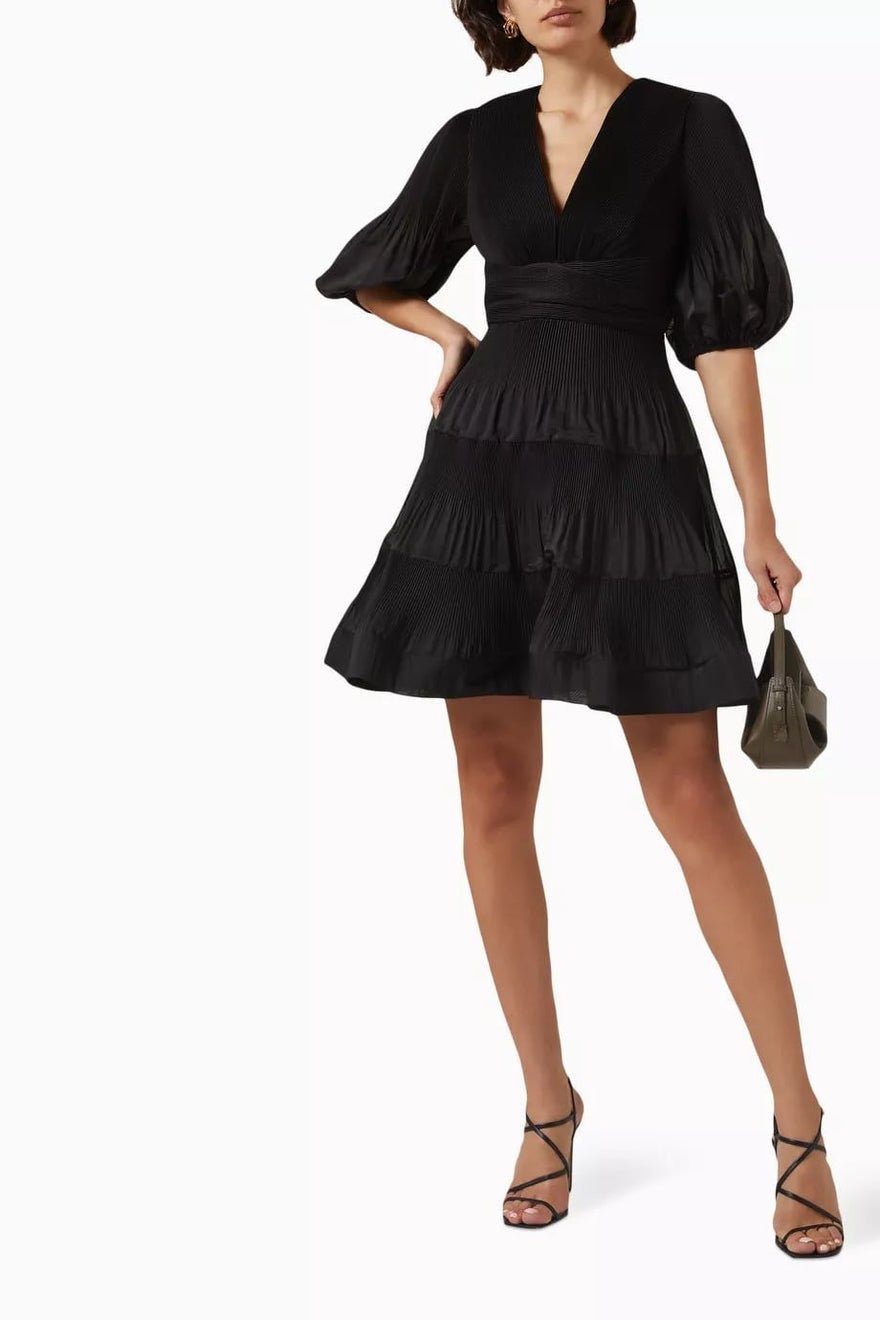 Zimmermann Pleated Mini Dress in Black photo 4