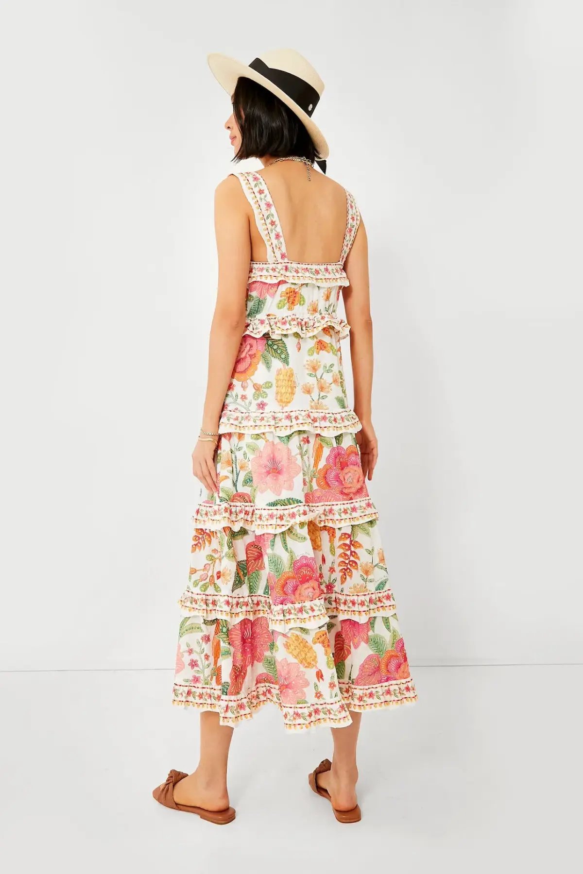 Farm Rio Macaw Bloom Ruffle Tropical Tiered Sundress Floral Size S / AU 8 photo 2