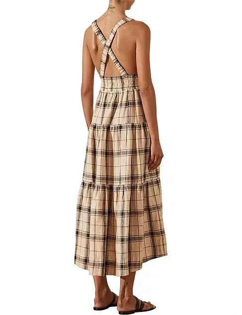 Shona Joy Indra Plunged Crossback Midi Dress Print Size 6 photo 3
