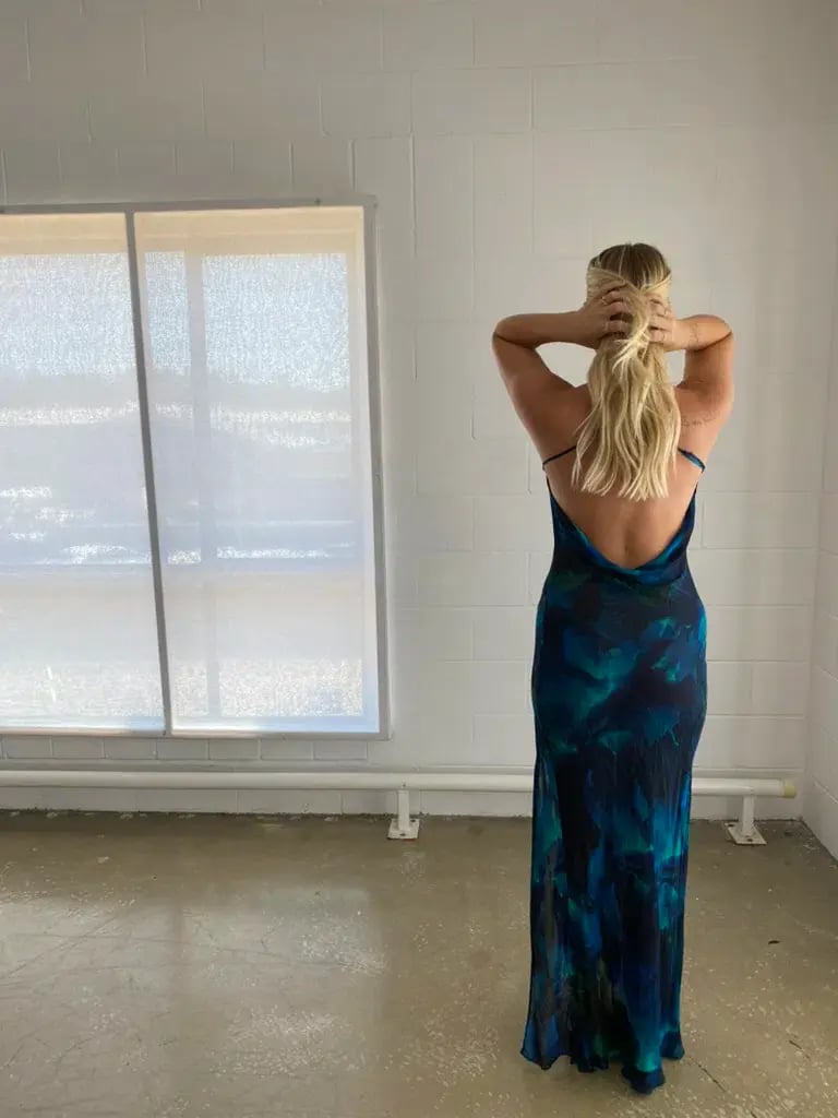 Rat & Boa Rafinha Maxi Dress Blue & Black Print Size M/Au 10 photo 6